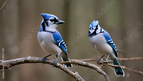 Little blue jay in the woodland