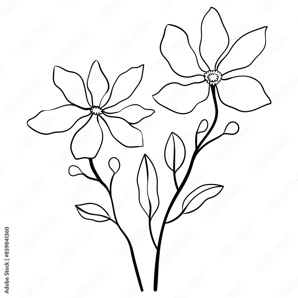Hand drawn simple flower outline Hand drawn simple flower outline
