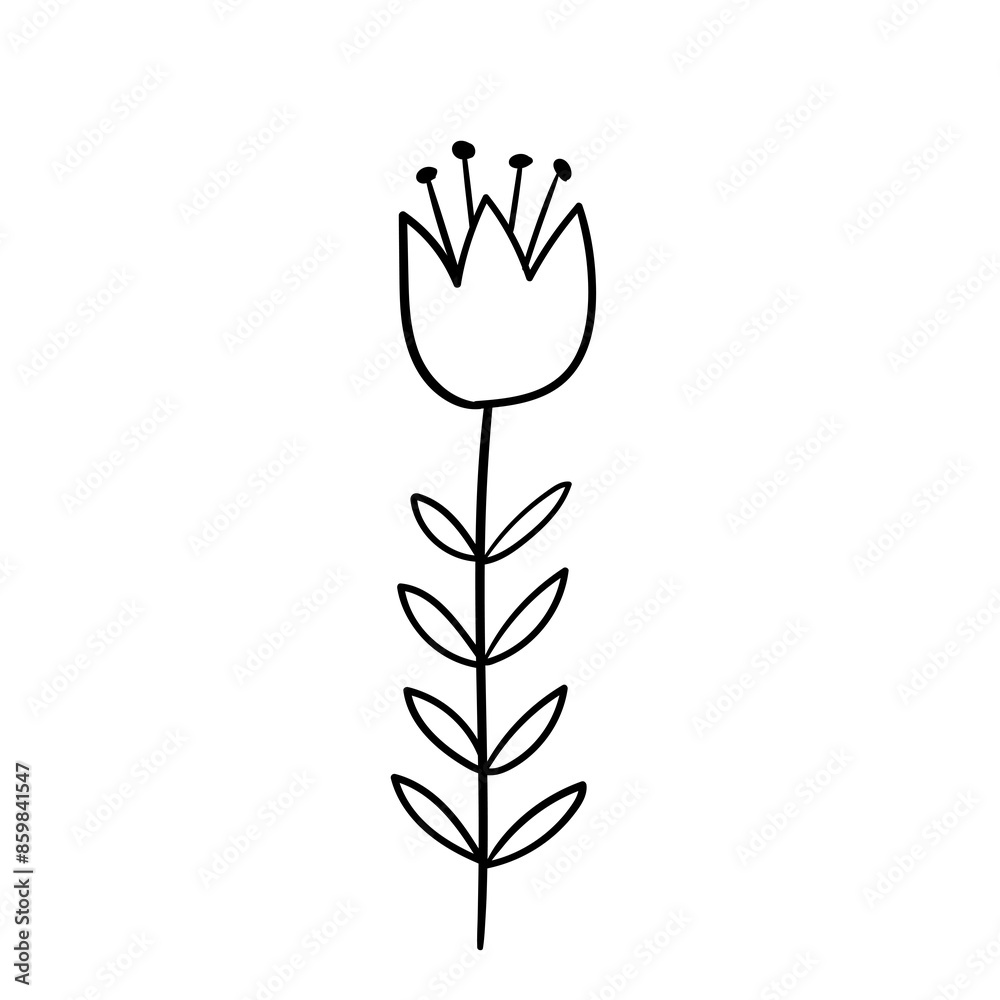 Hand drawn simple flower outline
