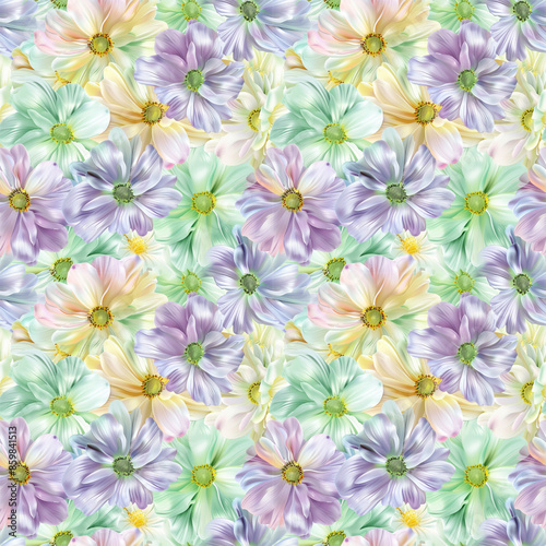 Floral variety color, form natural, seamless fabric pattern.
