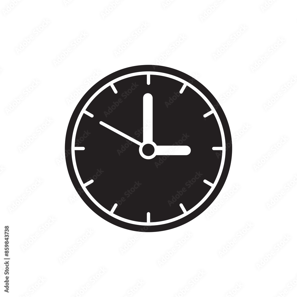 Wall clock vector icon.simple flat black trendy style illustration on white background..eps Wall clock vector icon.simple flat black trendy style illustration on white background..eps