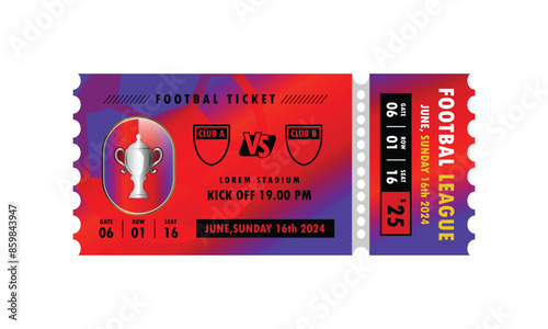 Football sport entry ticket template concept