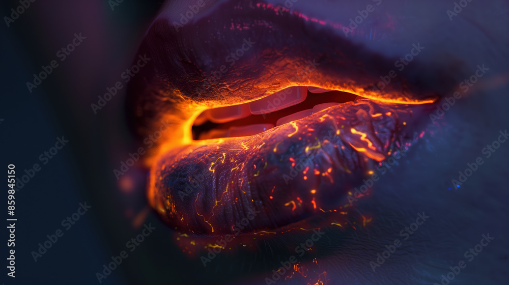 Fototapeta premium Visible Cold Sore: Highlighted & Red, Making User Grimace in Pain