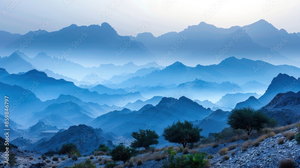 Blue Hues of Mountain Ranges in Mist Blue Hues of Mountain Ranges in Mist
