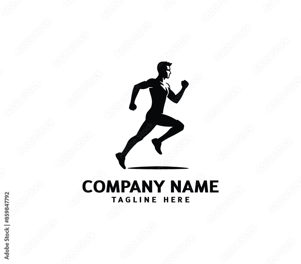 Running Man silhouette logo. Marathon logo black. Speed Running Concept. Running club sports vector Running Man silhouette logo. Marathon logo black. Speed Running Concept. Running club sports vector