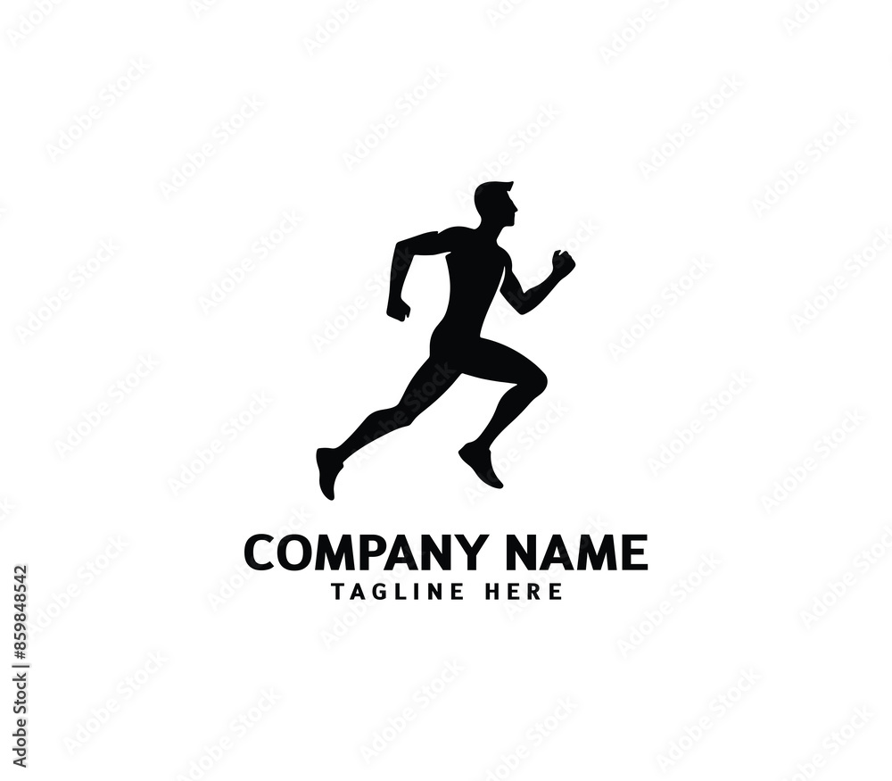 Running Man silhouette logo. Marathon logo black. Speed Running Concept. Running club sports vector Running Man silhouette logo. Marathon logo black. Speed Running Concept. Running club sports vector