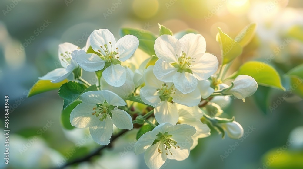 Obraz premium Apple Blossom Branch in Sunlight