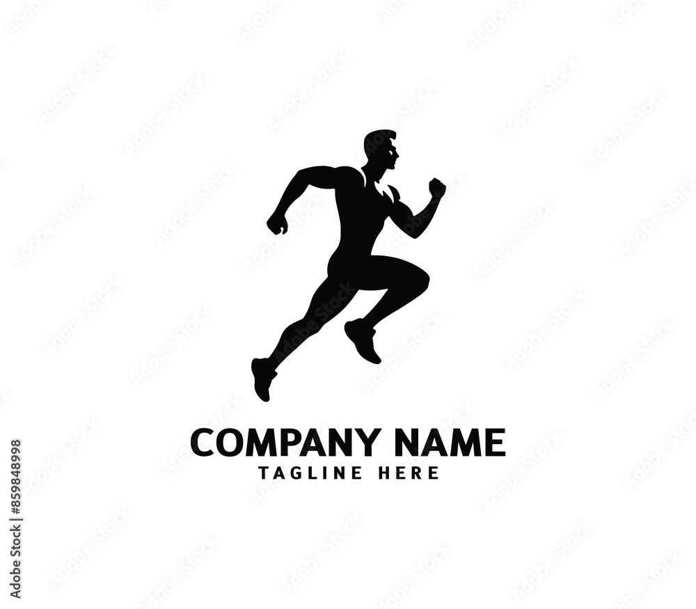Running Man silhouette logo. Marathon logo black. Speed Running Concept. Running club sports vector Running Man silhouette logo. Marathon logo black. Speed Running Concept. Running club sports vector
