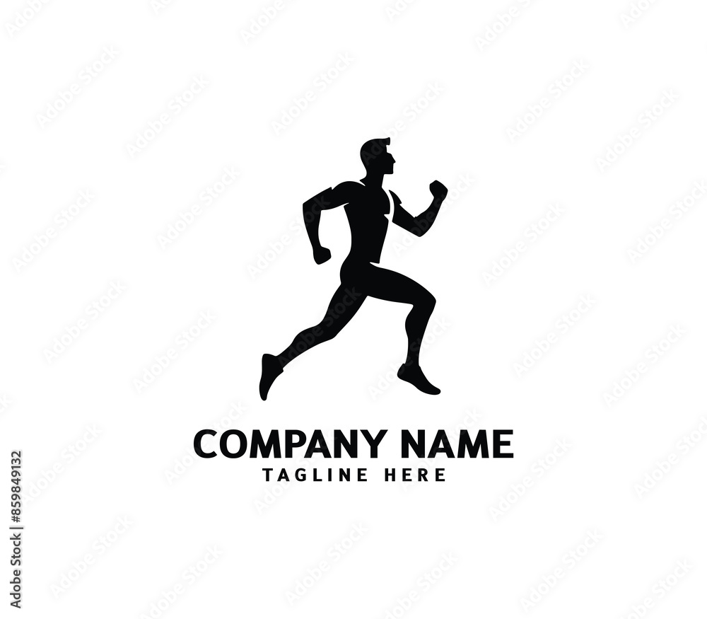 Running Man silhouette logo. Marathon logo black. Speed Running Concept. Running club sports vector Running Man silhouette logo. Marathon logo black. Speed Running Concept. Running club sports vector
