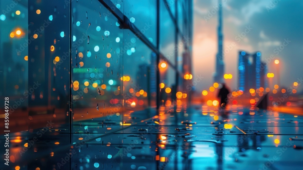 Cityscape Reflected in a Wet Window Cityscape Reflected in a Wet Window