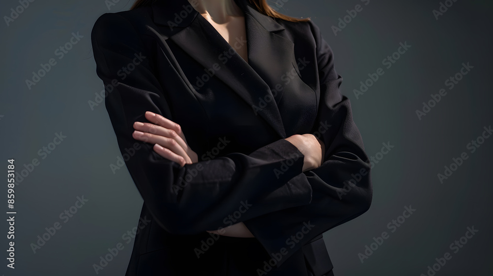 Woman in black oversize jacket Classic womens suit for office school university business meetings : Generative AI Woman in black oversize jacket Classic womens suit for office school university business meetings : Generative AI