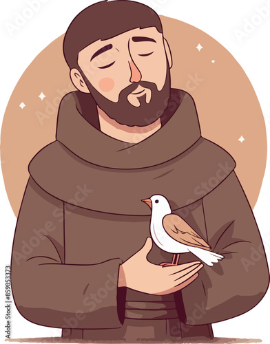 Saint with Birds Illustration