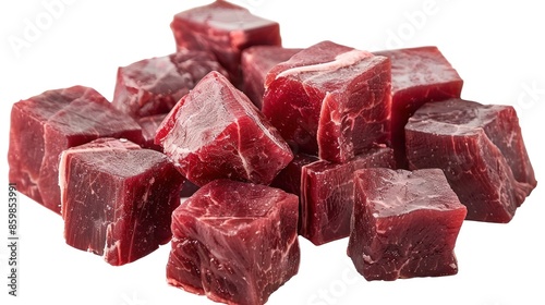floated meat cubes isolate on transparency