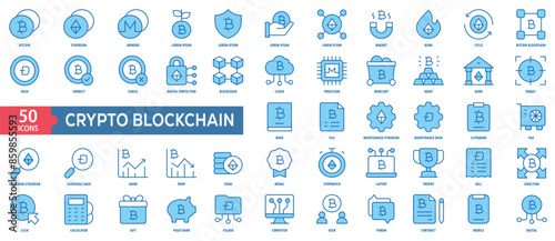 Crypto Blockchain Icon Collection Set. Easy To Use, Easy To Edit And Simple Line Vector Icons.