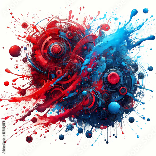 red and blue water splashing abstract art