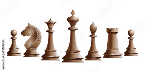 Set of ivory chess pieces. Chess piece icons. Board game. Vector illustration isolated on white background