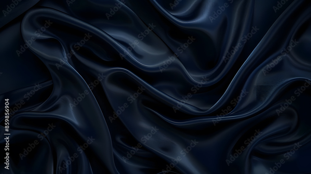 Obraz premium Abstract dark background Silk satin fabric Navy blue color Elegant background with space for design Soft wavy folds Christmas birthday anniversary award Template : Generative AI