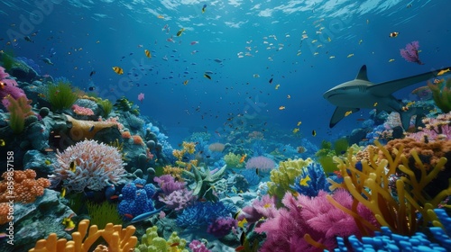 Sharks Swimming Among Vibrant Coral Reef