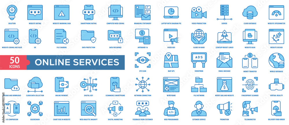 Online Services Icon Collection Set. Easy To Use, Easy To Edit And Simple Line Vector Icons. Online Services Icon Collection Set. Easy To Use, Easy To Edit And Simple Line Vector Icons.