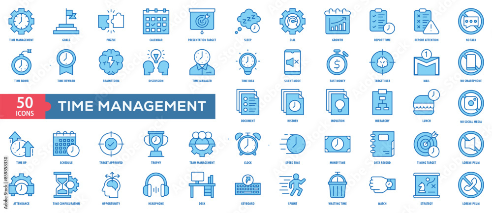 Time Management Icon Collection Set. Easy To Use, Easy To Edit And Simple Line Vector Icons. Time Management Icon Collection Set. Easy To Use, Easy To Edit And Simple Line Vector Icons.