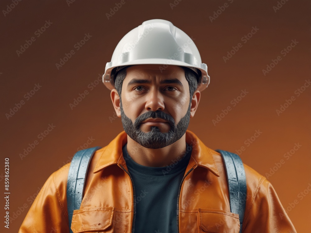 3d cartoon labrador worker orange background 3d cartoon labrador worker orange background