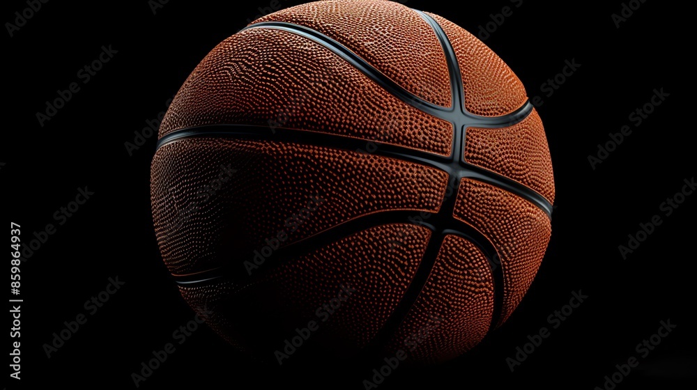 Close-up of a basketball against a black background. Close-up of a basketball against a black background.