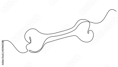 continuous line drawing of bones.abstract one line drawing of bones.isolated white background