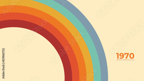 Abstract retro 70s background vector. Colorful vintage 1970 stylish wallpaper with lines, stripes, curve, circle shapes. Illustration design suitable for poster, banner, decorative, wall art