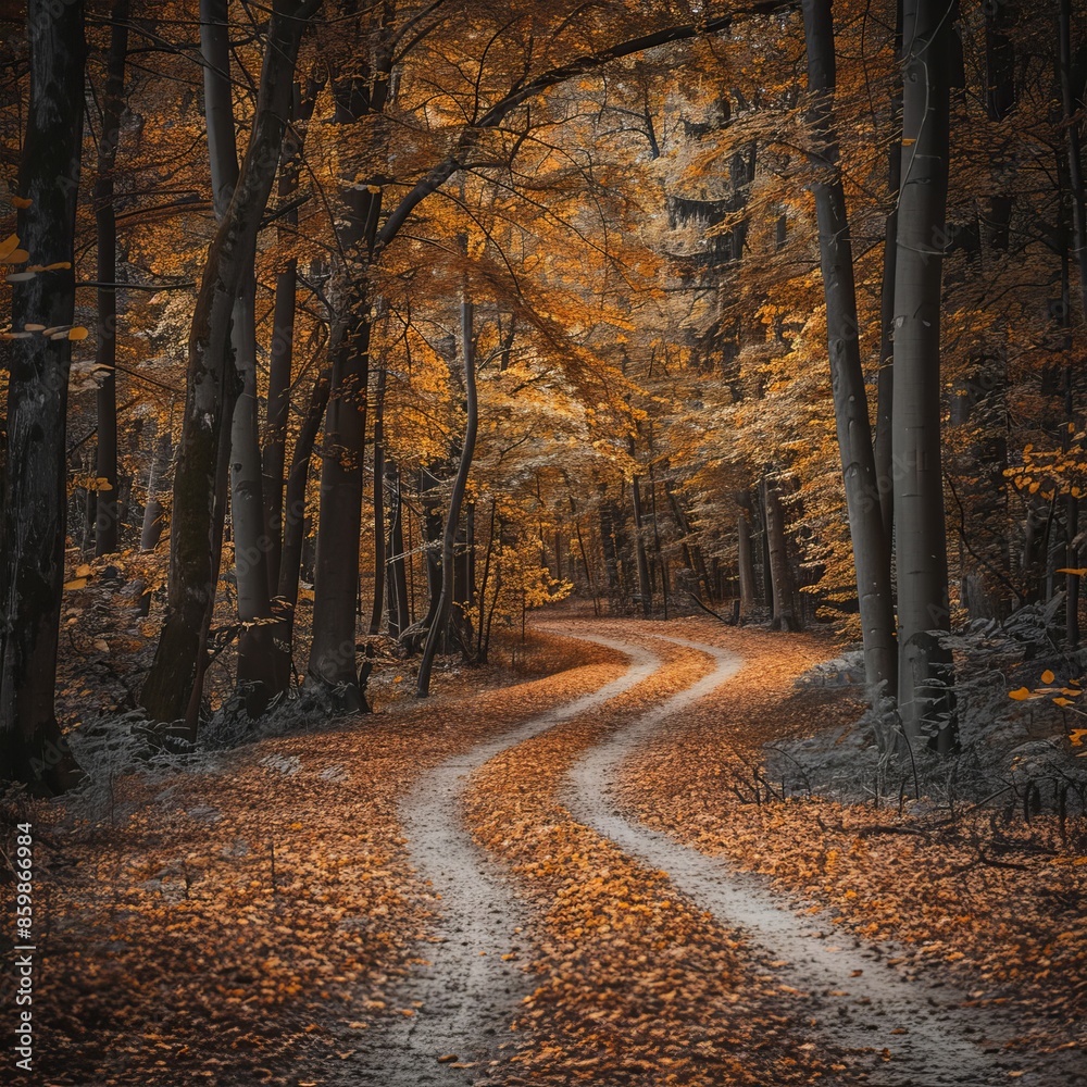 Fototapeta premium Dirt Road Cutting Through Forest