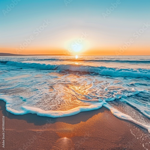 Sun Setting Over Ocean Waves