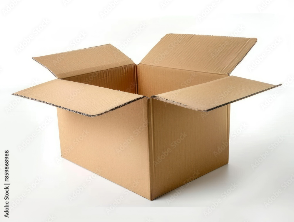 Open Empty Cardboard Box on White Background Open Empty Cardboard Box on White Background