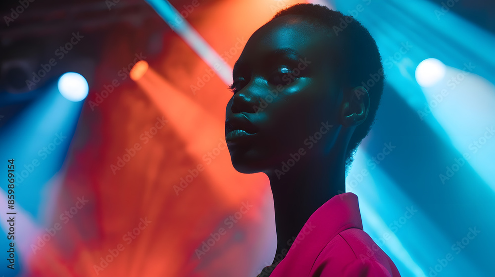 Fashion model at a catwalk during a fashion show or fashion week : Generative AI Fashion model at a catwalk during a fashion show or fashion week : Generative AI