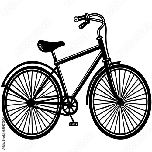 vintage style bike vector art design silhouette black color and white background photo