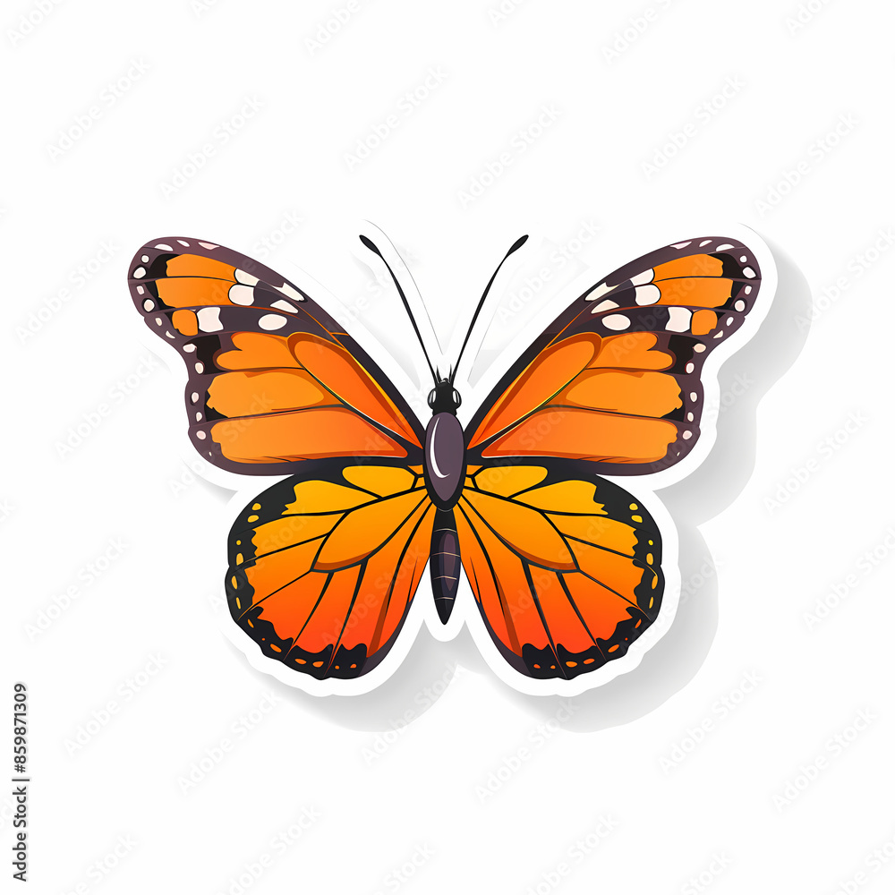 Fototapeta premium Cute butterfly on a White Canvas Sticker.