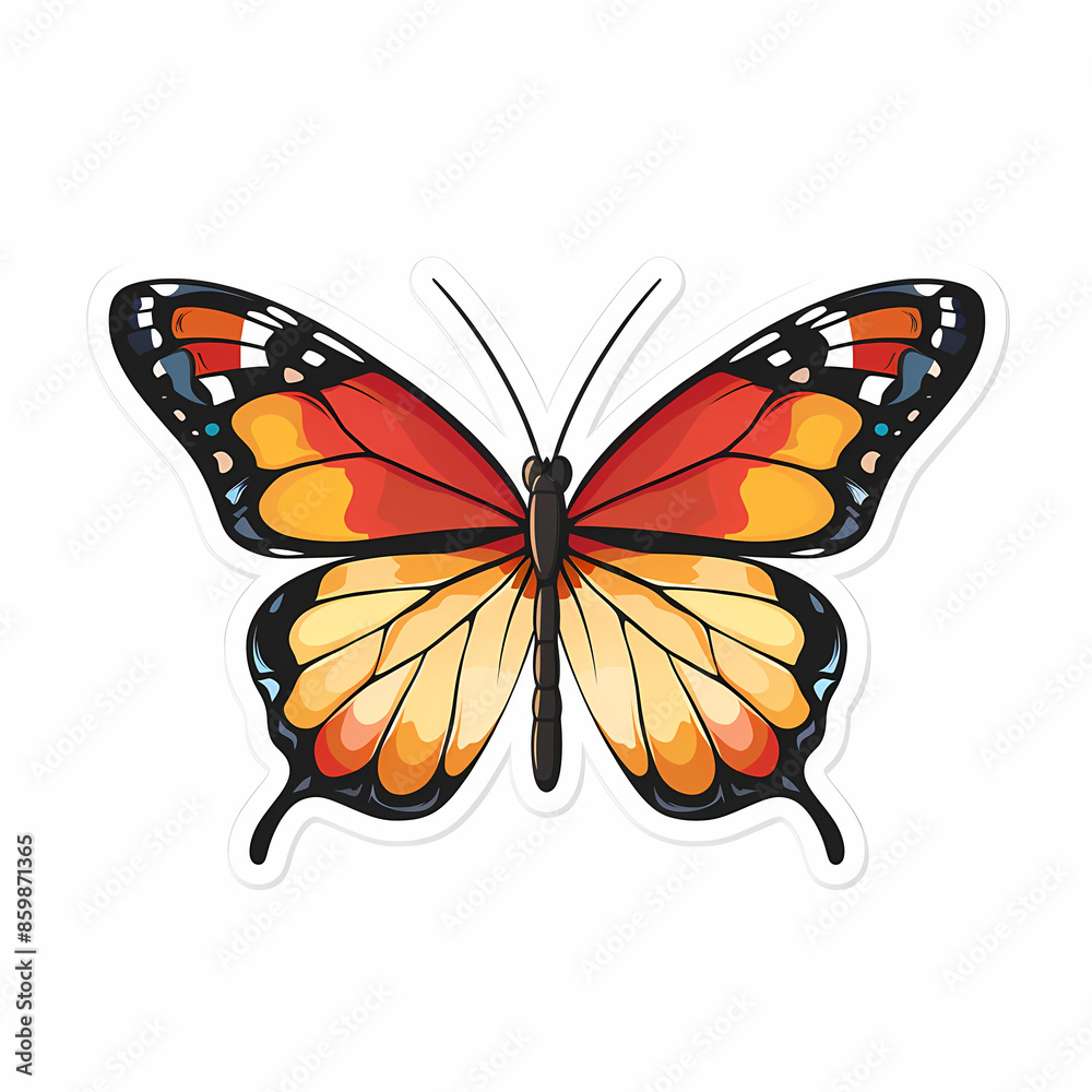 Cute butterfly on a White Canvas Sticker. Cute butterfly on a White Canvas Sticker.