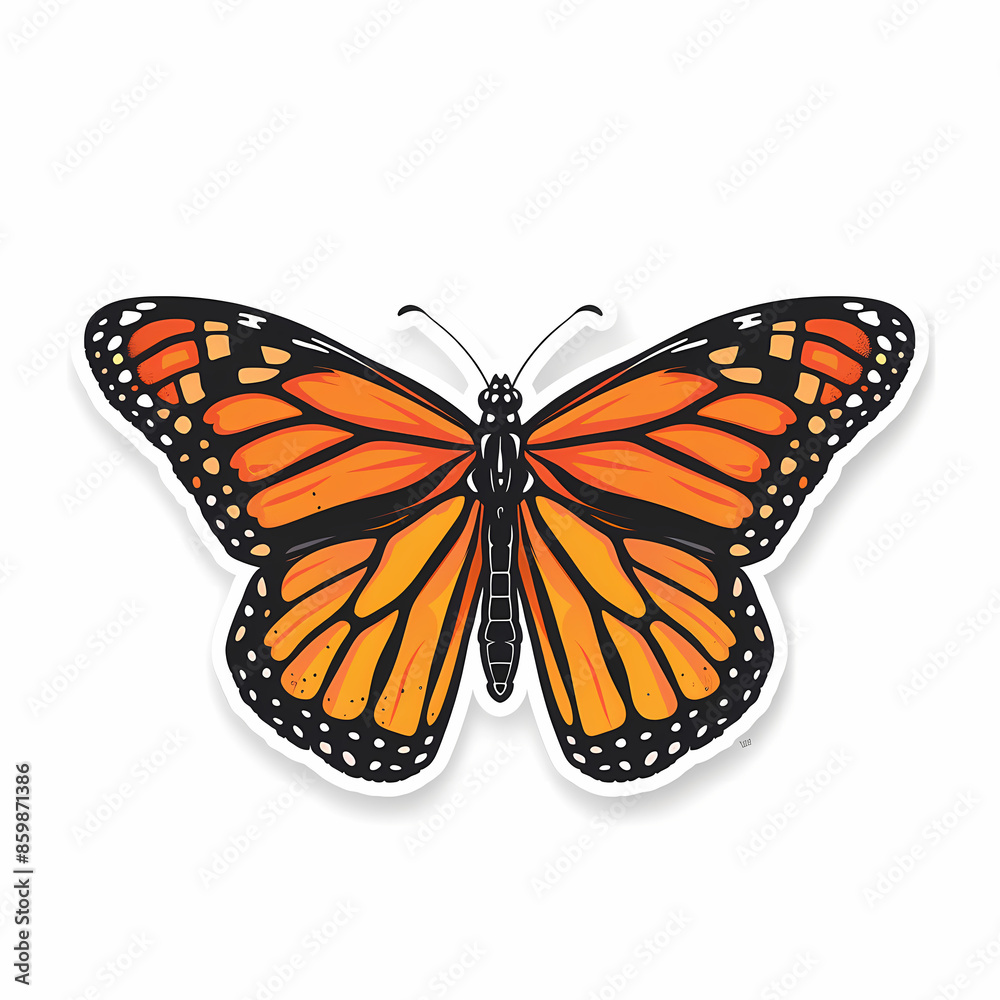 Cute butterfly on a White Canvas Sticker.