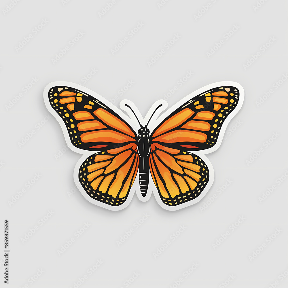 Fototapeta premium Cute butterfly on a White Canvas Sticker.