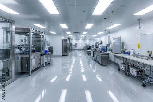 pharmaceutical purity panoramic view of sterile clean room showcasing advanced chemical production technology