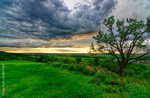 Beautiful landscapes of Bavaria during a thunderstorm.