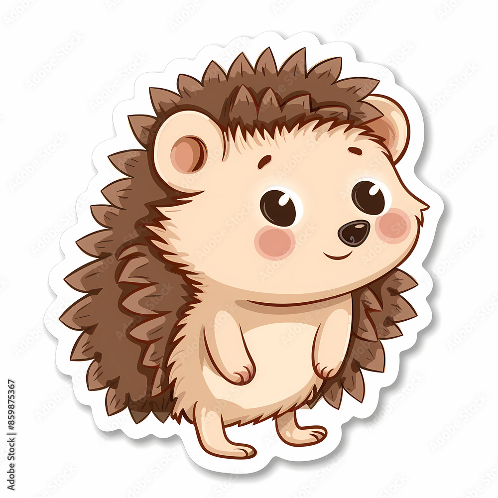 Cute Hedgehog on a White Canvas Sticker. Cute Hedgehog on a White Canvas Sticker.