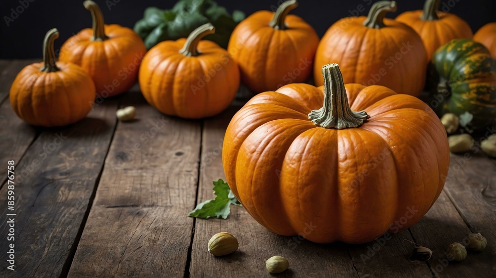 pumpkin vegetable in wooden table pumpkin vegetable in wooden table