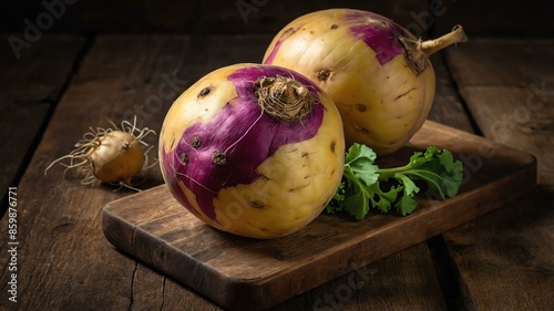 rutabaga vegetable in wooden table