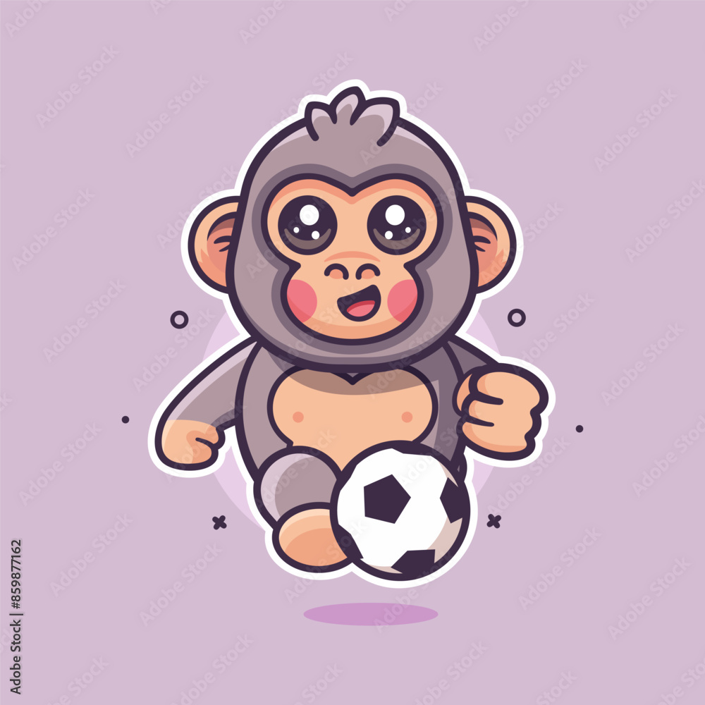 funny gorilla animal character mascot playing football isolated cartoon funny gorilla animal character mascot playing football isolated cartoon