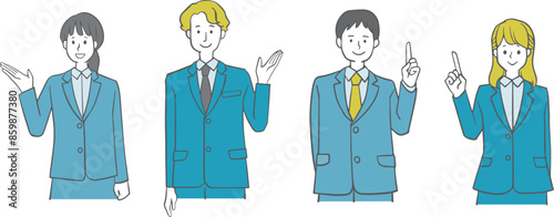 案内する　スーツ姿の男女