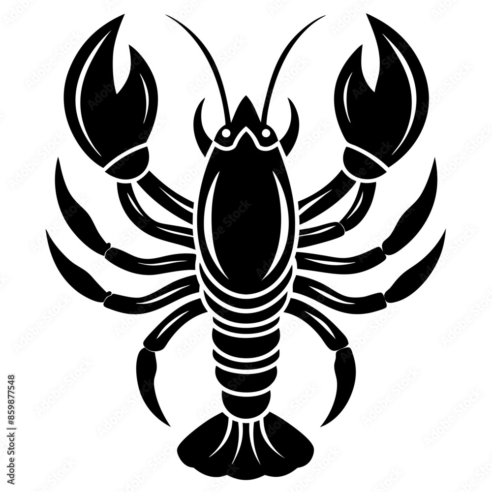 Vector Silhouette of Lobster, Tasty Lobster Illustration for Seafood and Marine Designs