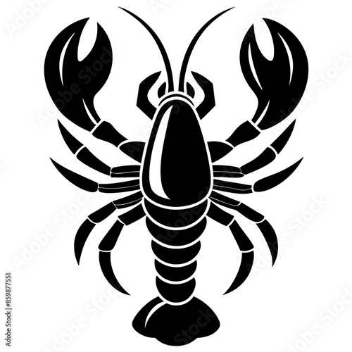 Vector Silhouette of Lobster, Tasty Lobster Illustration for Seafood and Marine Designs