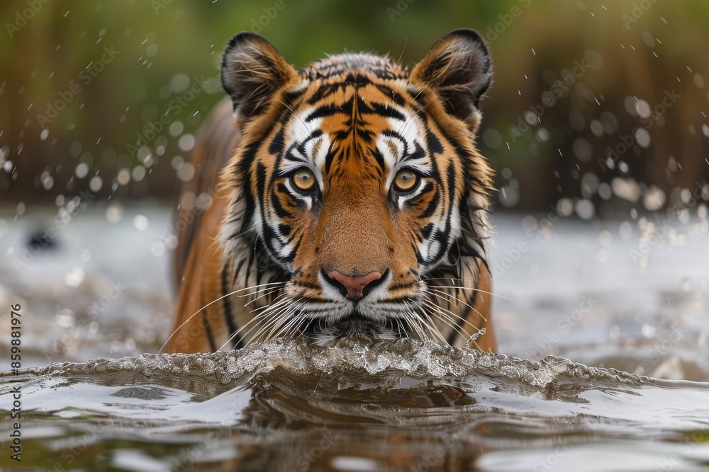 Close-Up of a Majestic Tiger Emerging from Water Close-Up of a Majestic Tiger Emerging from Water