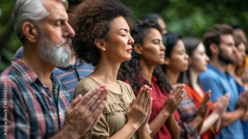 A diverse group of people of different ages and backgrounds, standing together with hands over hearts, pledging allegiance to the American flag, showcasing inclusive American pride A diverse group of people of different ages and backgrounds, standing together with hands over hearts, pledging allegiance to the American flag, showcasing inclusive American pride