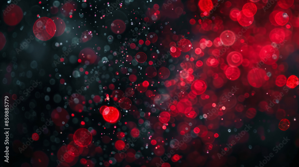 Abstract sexy red noir particles bokeh background elegant festive droplets sparkle and shine on dark party background beautiful copy space and negative space. 