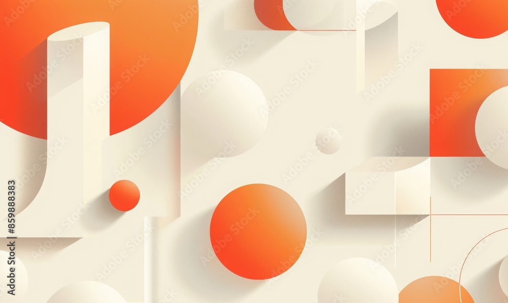 Obraz premium 3d flat geometric vector graphic, gradient, simple minimal, pastel orange and white